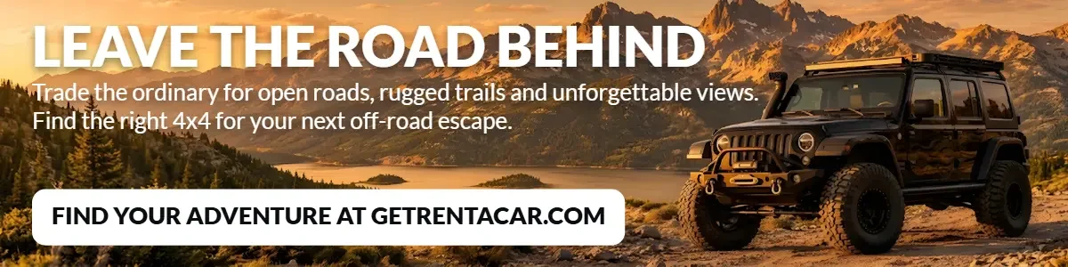 Leave the road behind. Find your adventure at GetRentacar.com
